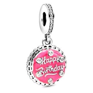 BRAND NEW Pandora charm dangle " birthday cake " pink ! Hallmark ALE S925